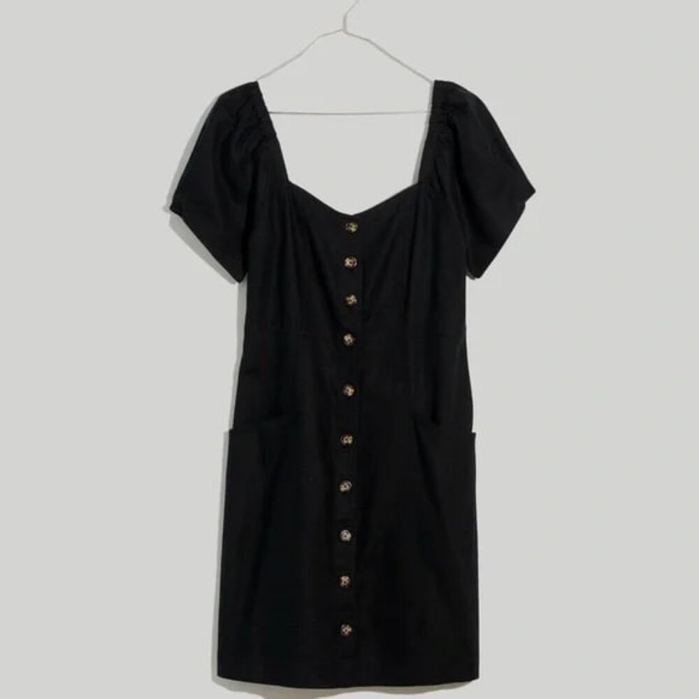 Madewell Black Button-Front Mini Dress